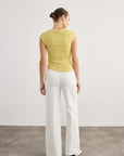 Yellow Blouse with Ruche Detail on Side