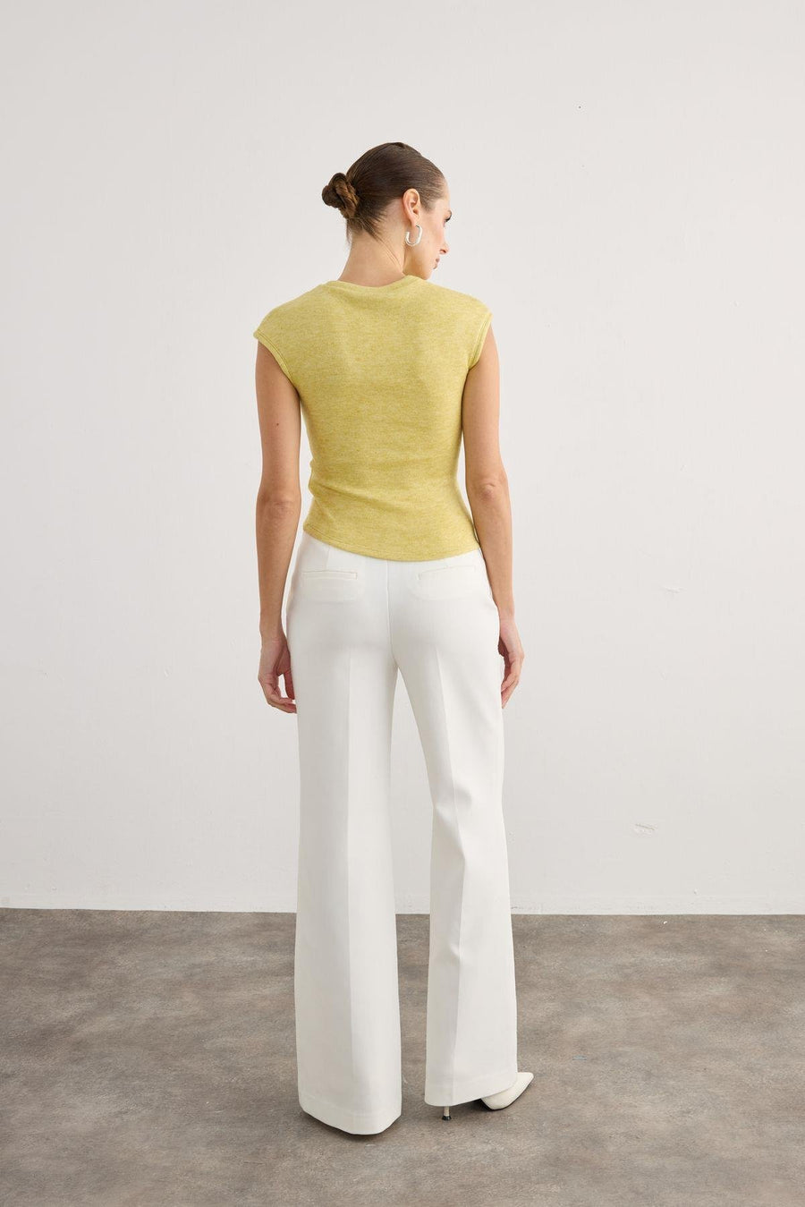 Yellow Blouse with Ruche Detail on Side