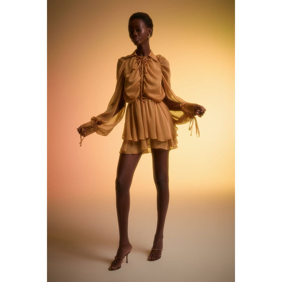 Yellow Sienna Mini Chiffon Bohemian Dress | Porterist