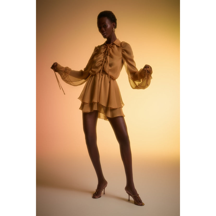 Yellow Sienna Mini Chiffon Bohemian Dress | Porterist