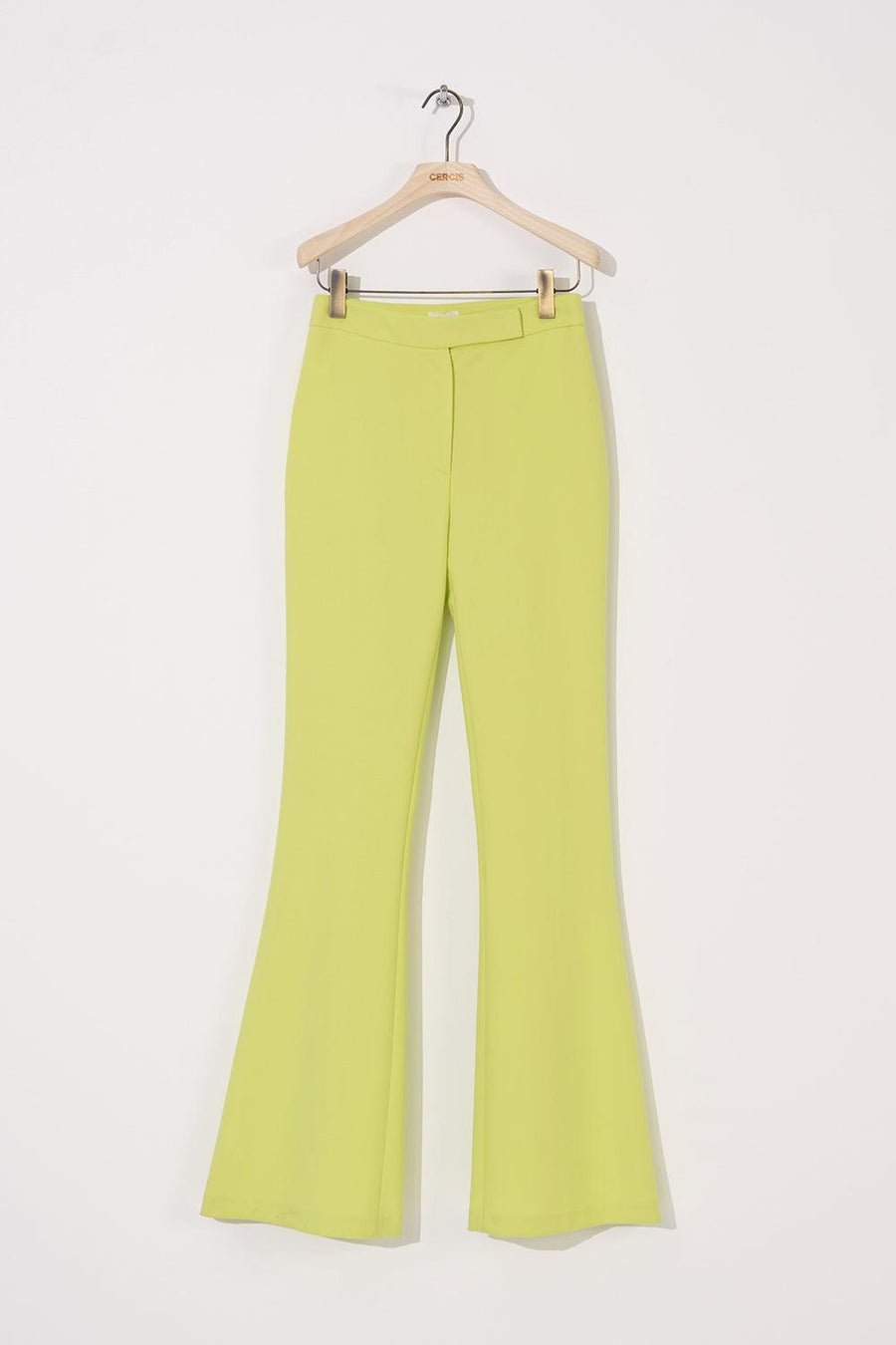 Neon Green Slit Detailed Spanish Leg Pants | Porterist
