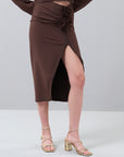 Knitwear Skirt with Slits Coffee