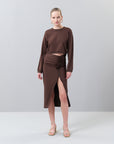 Knitwear Skirt with Slits Coffee