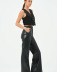 219-Devil Flare Leg Pants Black