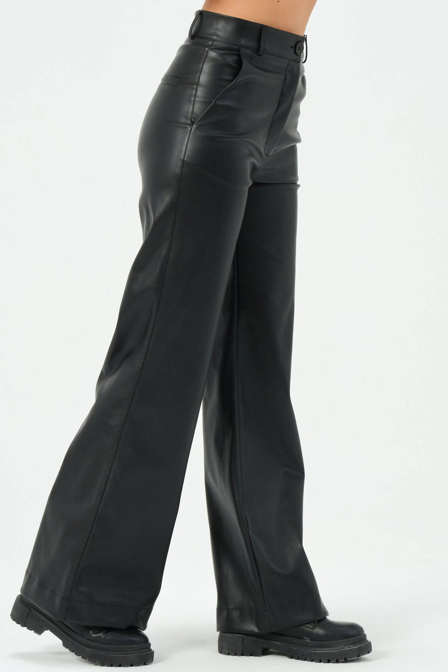 219-Devil Flare Leg Pants Black