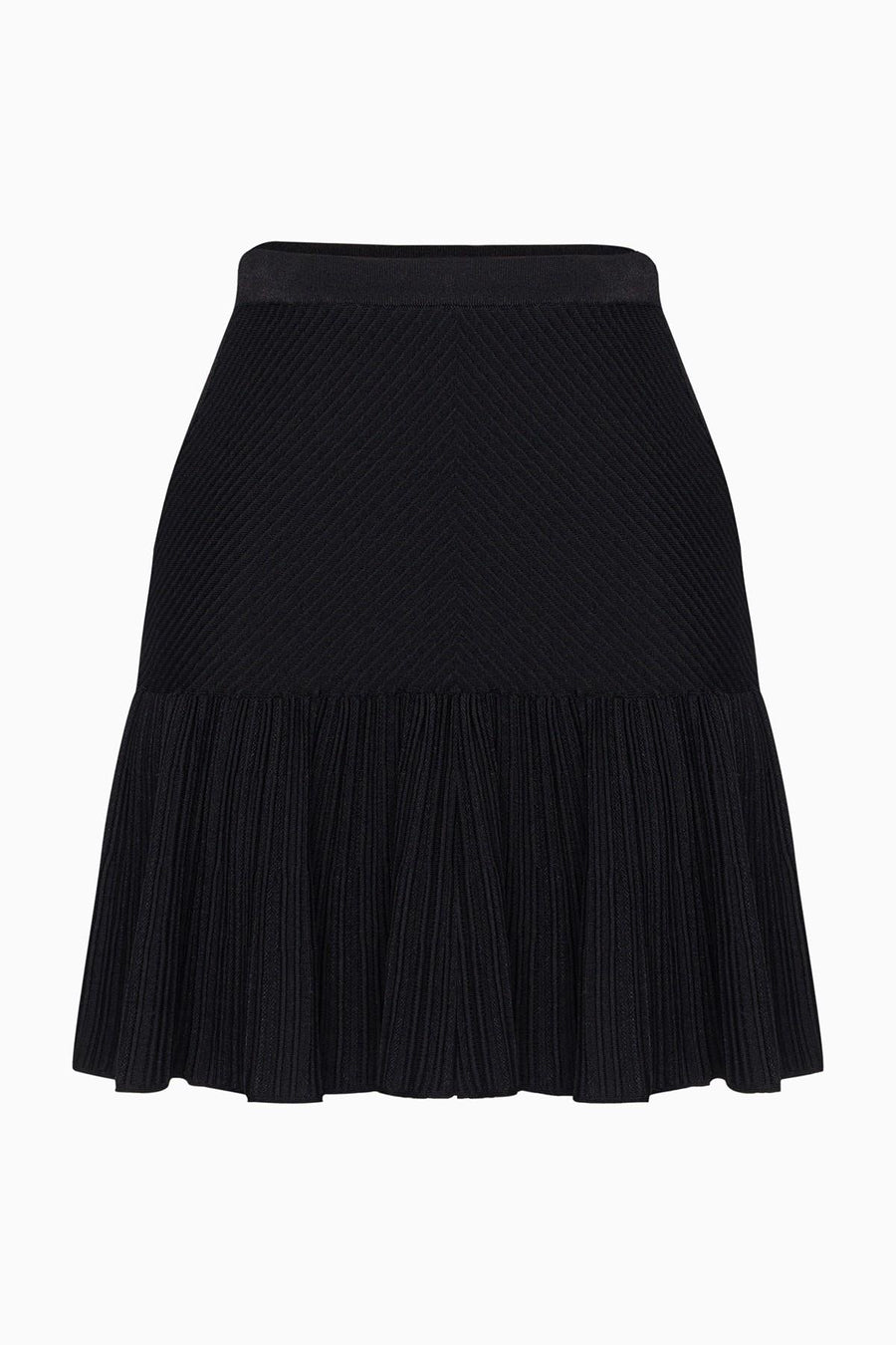 Black High Waist Knitwear Skirt With Flounce | Porterist