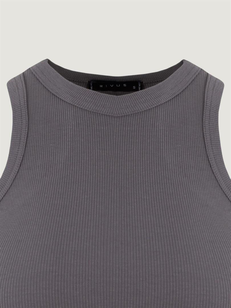 Swim Neck Ribbed Tank - Anthracite