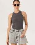 Swim Neck Ribbed Tank - Anthracite