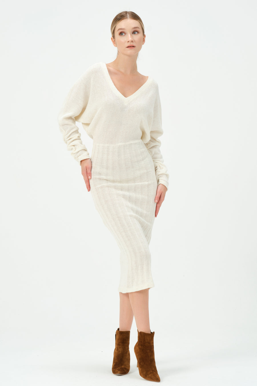 Lina Knitwear Dress Ecru | Porterist