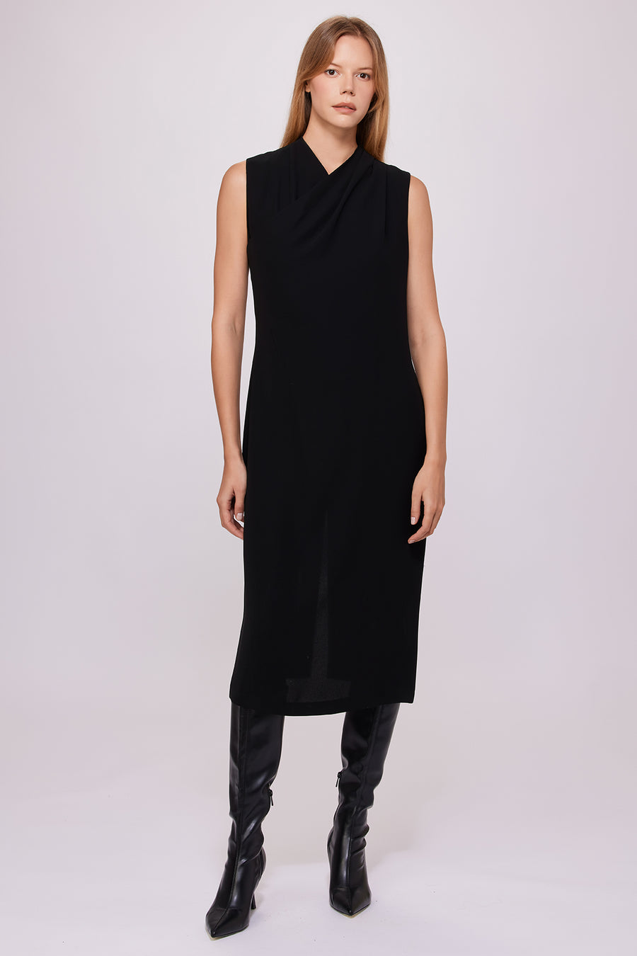 Wrap Sleeveless Dress Black | Porterist