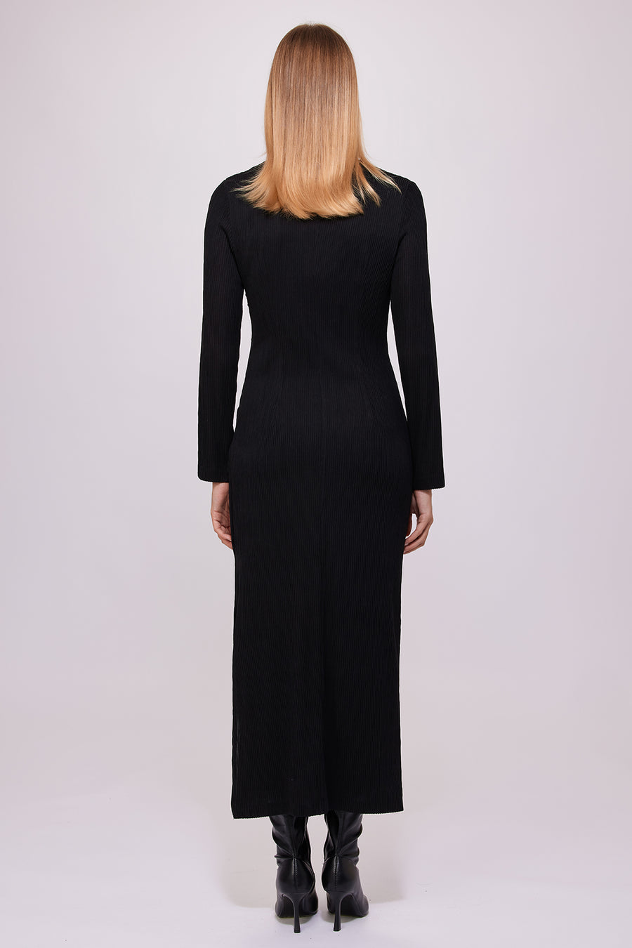 V - neck Long Dress Black | Porterist