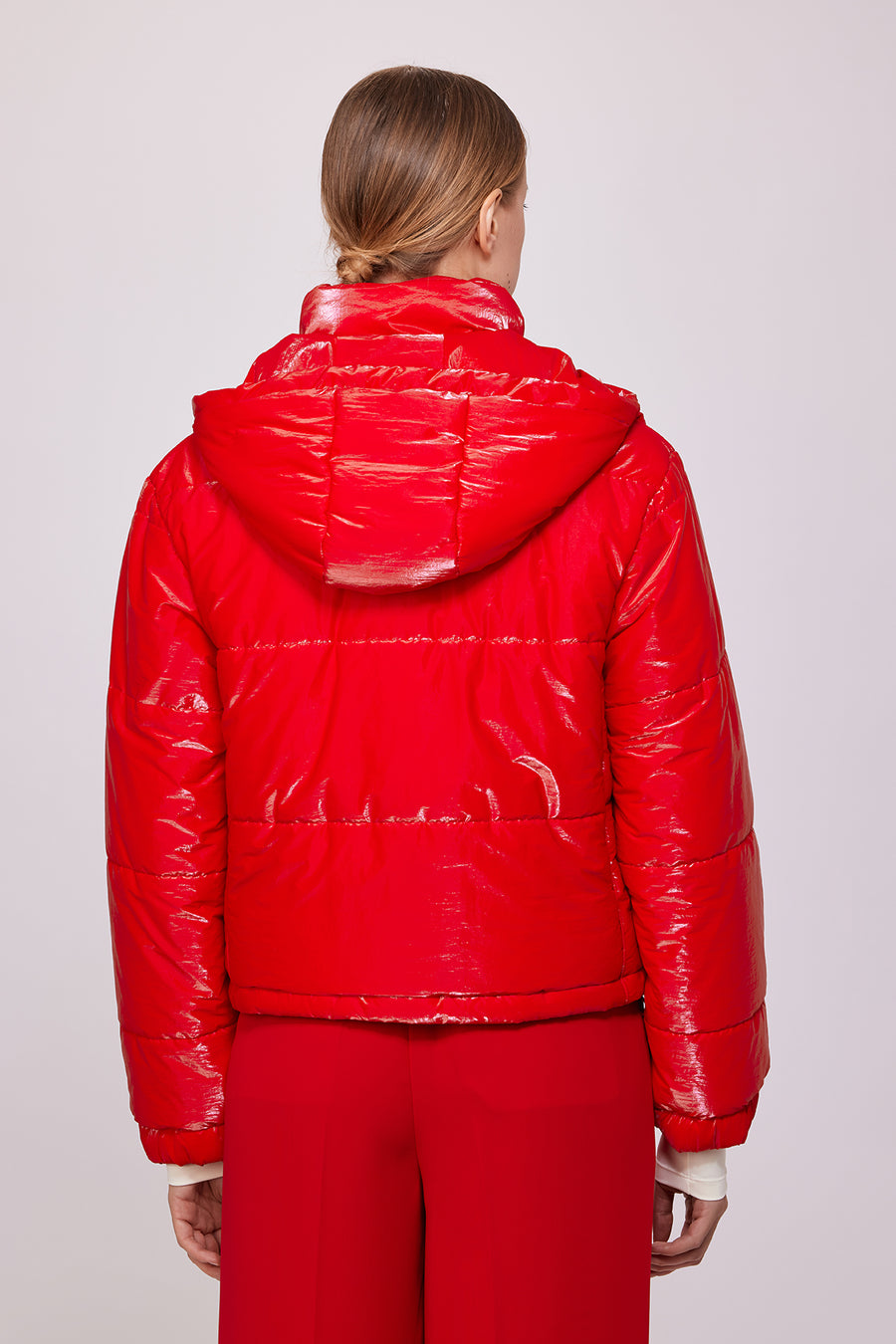 Hooded Short Puffer Jacket Red | Porterist