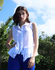 Vekmia White Blouse With Shirt Collar And Waist Detail - Porterist 1