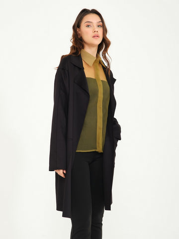 Vekmia Black Wool Tunic Jacket Without Lining - Porterist 1