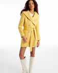 Hooded Yellow Coat With Belt | Porterist