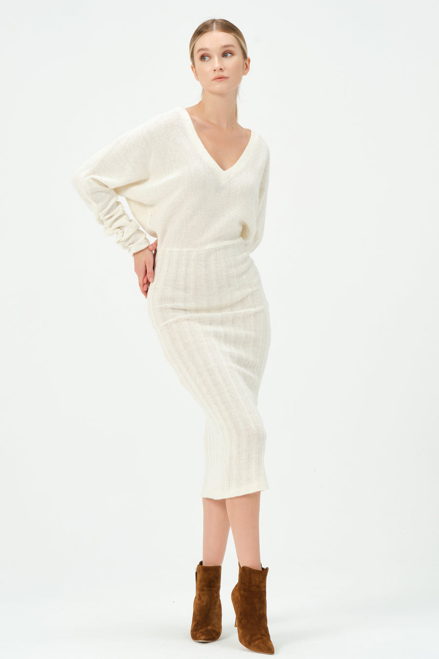 Lina Knitwear Dress Ecru | Porterist