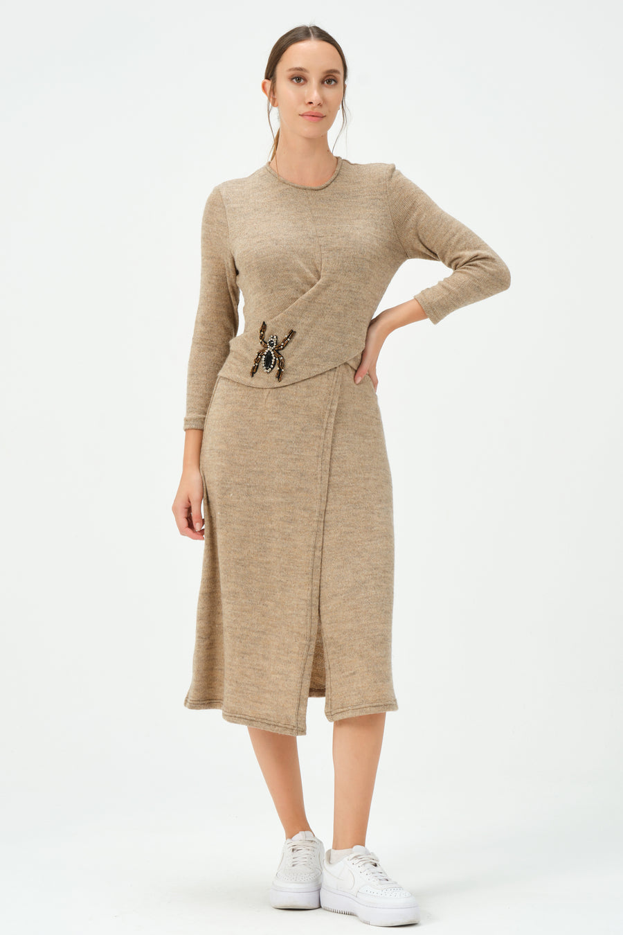 Mel Knitwear Dress Beige | Porterist