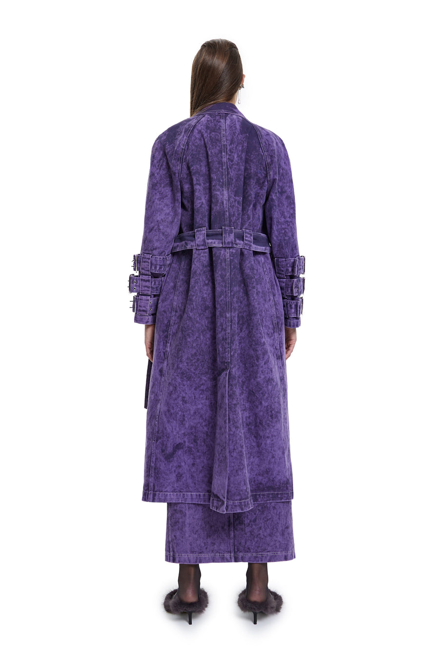 Voidwalker Trench Coat In Purple Acid Wash | Porterist