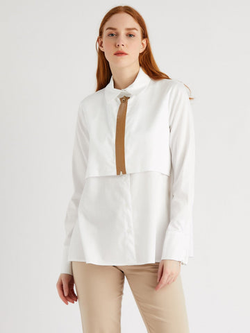 White Zipper Detailed Casual Fit Shirt | Porterist