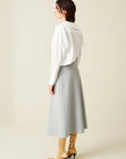 Jus De Pommes Gray Wool Flared Midi Skirt  - Porterist 2