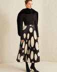 Jus De Pommes Black And White Polka Dot Pleated Long Skirt  - Porterist 3