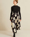 Jus De Pommes Black And White Polka Dot Pleated Long Skirt  - Porterist 1