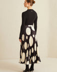 Jus De Pommes Black And White Polka Dot Pleated Long Skirt  - Porterist 2