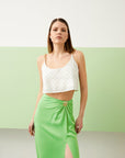 Green Waist Drapeli Slit Maxi Skirt | Porterist