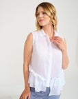 Vekmia White Blouse With Shirt Collar And Waist Detail - Porterist 3