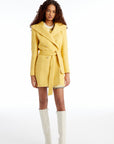 Hooded Yellow Coat With Belt | Porterist