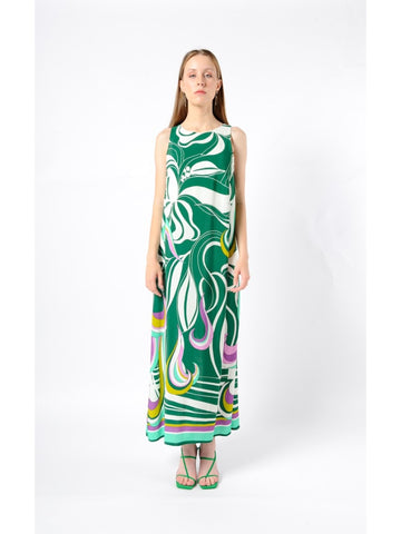 Sleeveless Dress With Slits - Green | Porterist