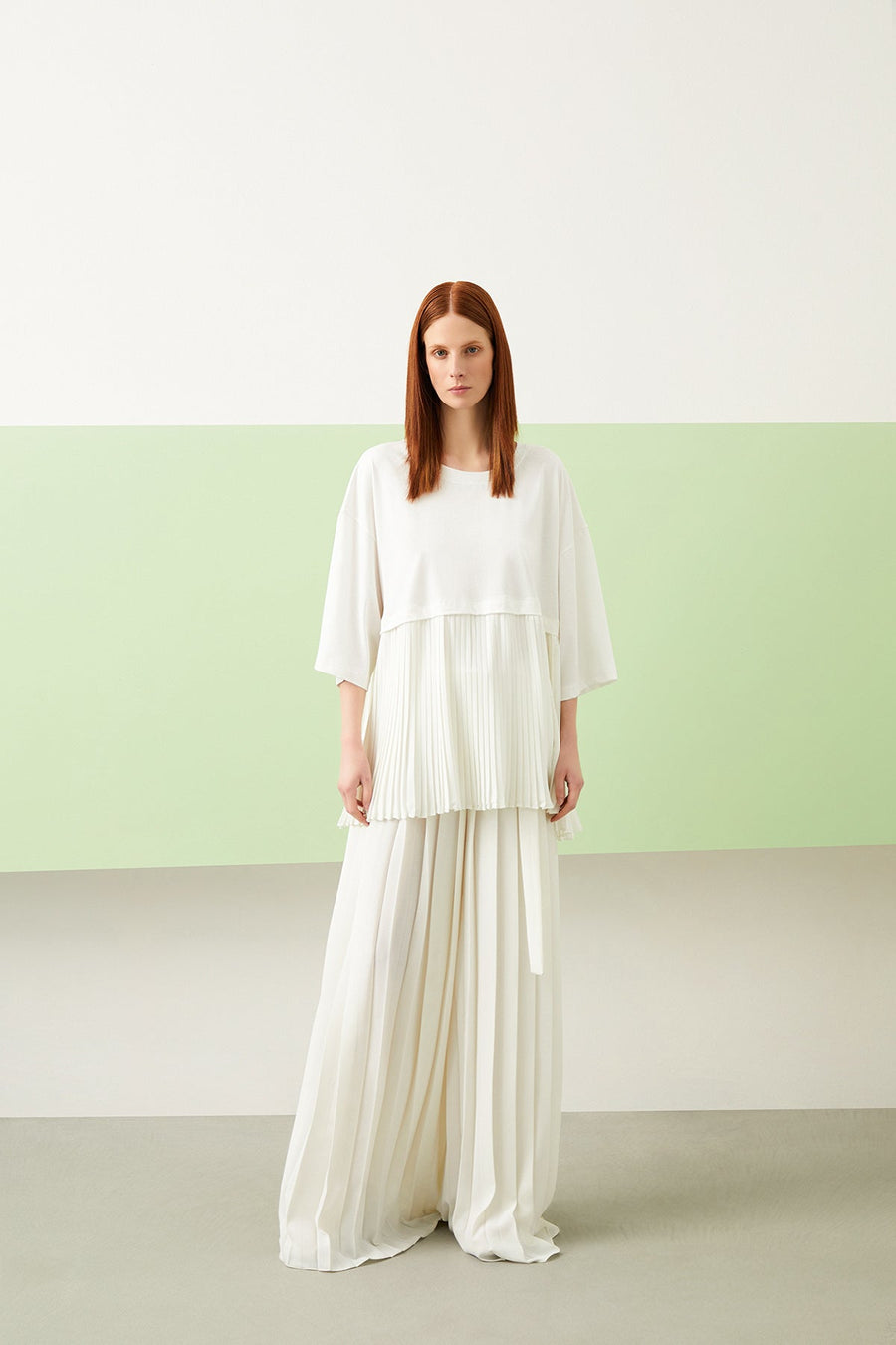 Ecru Pleated Truvakar Sleeve Blouse | Porterist