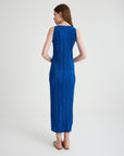 Blue Pleated Front Drop Closure Detailed Dress | Porterist