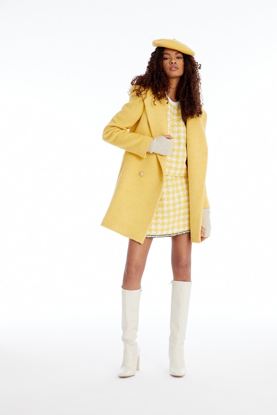 Hooded Yellow Coat With Belt | Porterist