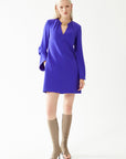 Purple Long Sleeve V - neck Mini Dress | Porterist