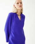 Purple Long Sleeve V - neck Mini Dress | Porterist