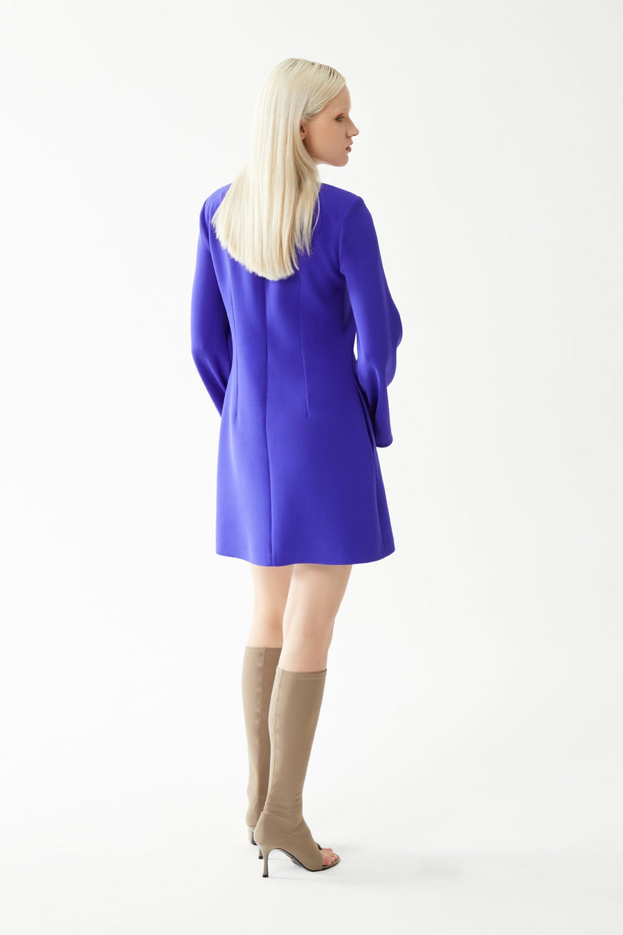 Purple Long Sleeve V - neck Mini Dress | Porterist