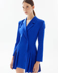 Sax Blue Wrap Mini Jacket With Pleated Sides | Porterist