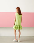 Green Ruffle Shirt Collar Sleeveless Mini Dress | Porterist