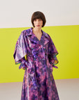 Purple Batik Patterned Women’s Trench Coat | Porterist