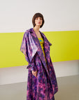 Purple Batik Patterned Women’s Trench Coat | Porterist