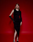 Black Dress With Draped Slits | Porterist