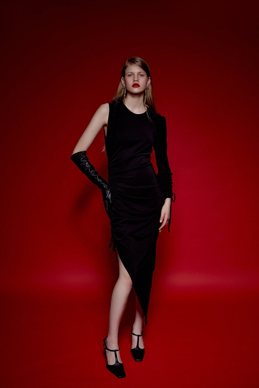 Black Dress With Draped Slits | Porterist