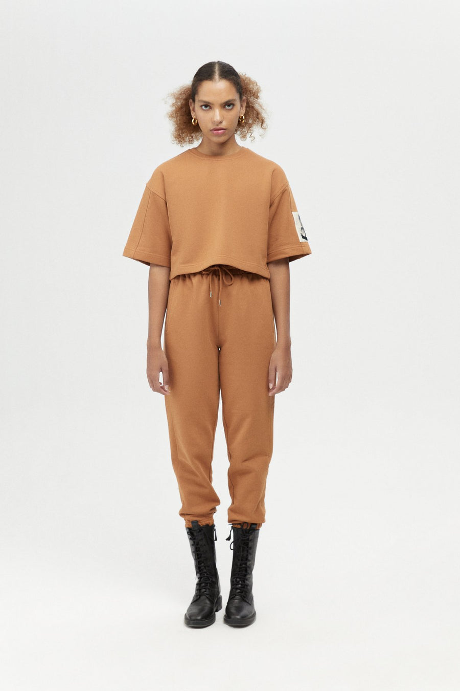 Camel Wide Cut Crop T - shirt | Porterist