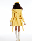 Hooded Yellow Coat With Belt | Porterist