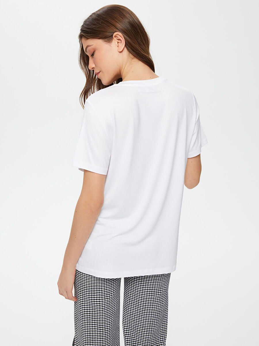 White V - neck Short Sleeve T - shirt 00001 | Porterist