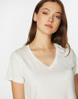 Ecru V - neck Short Sleeve T - shirt 00001 | Porterist