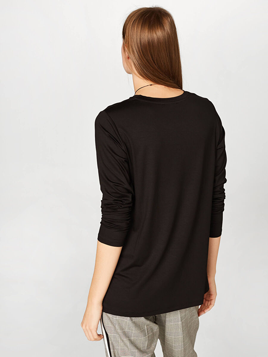 Black Round Collar Long Sleeve T - shirt 00013 | Porterist