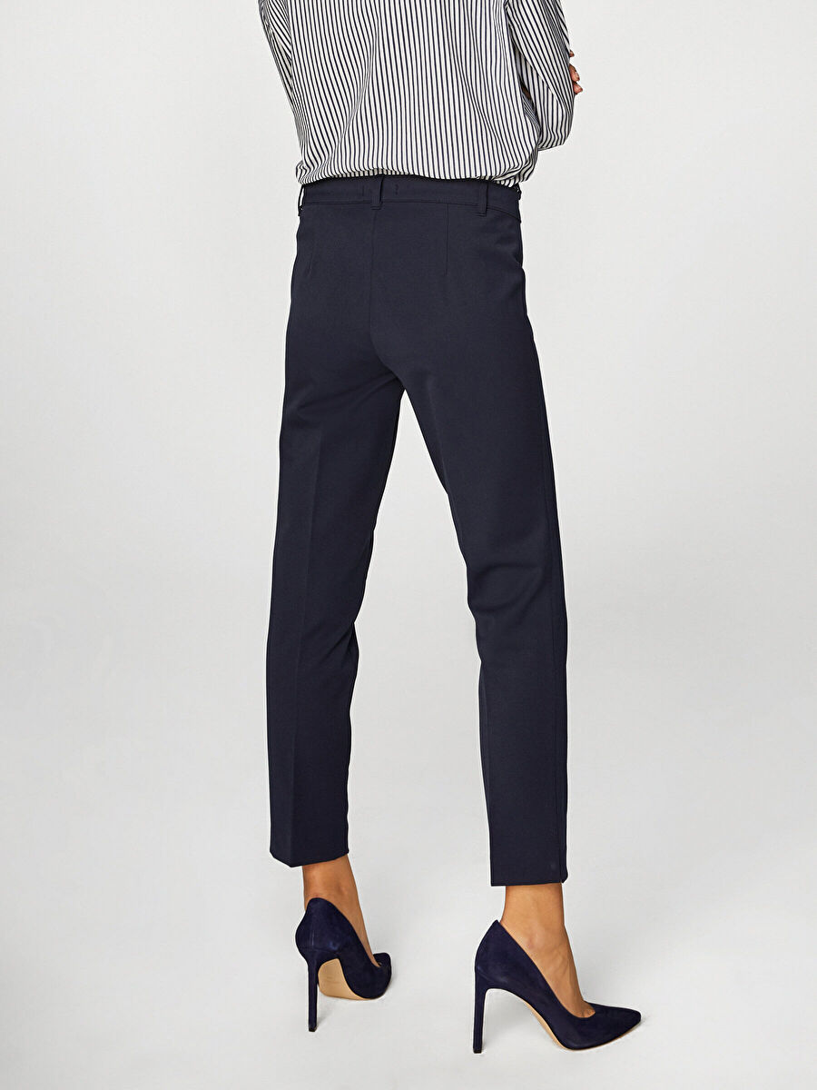 Navy Blue Slim Fit Polyviscose Pants 00048 | Porterist