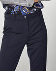 Navy Blue Slim Fit Polyviscose Pants 00048 | Porterist